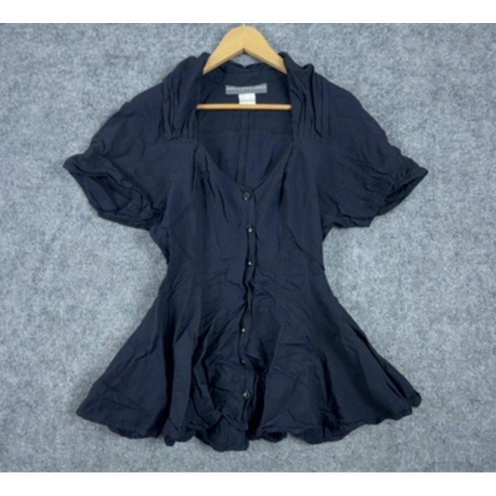 Karen Alexander Mini Dress Womens 8 Black Vintage Witchy Goth Fit Flare Button